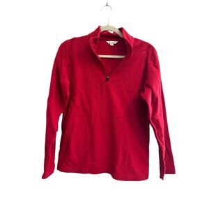 Lands End Youth Big Kids Large (14-16) Red Fleece 1/4 Zip Pullover NEW #3561